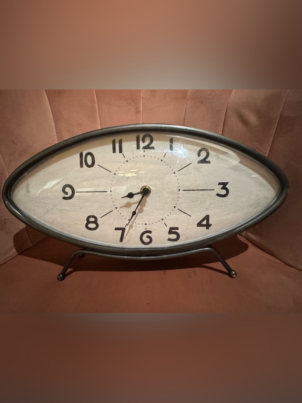 Vintage-Style Oval Wall Clock in Cream and Black